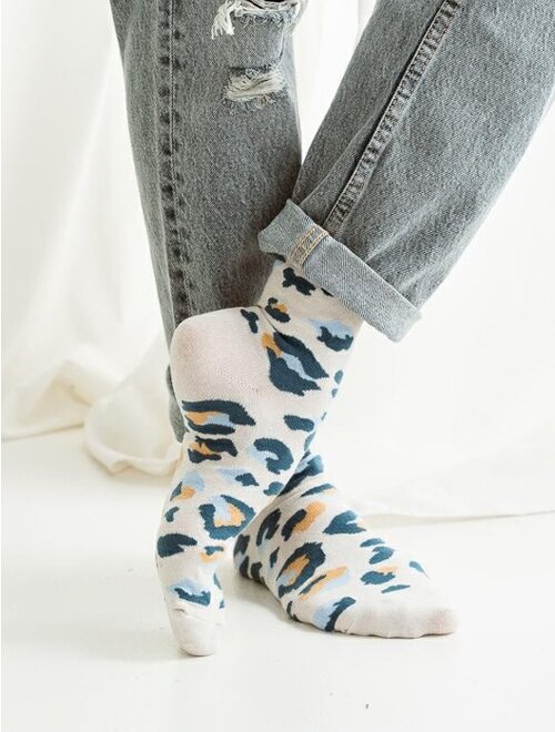 Sosete ecru cu animal print steven s099-726