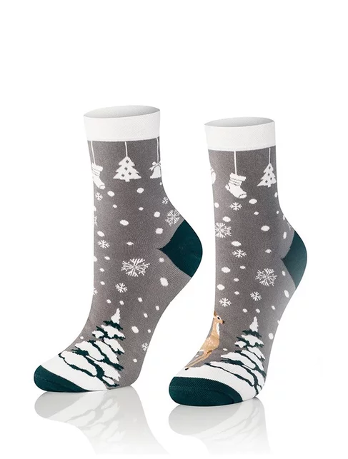 Sosete gri cu model de Craciun Intenso 365-201