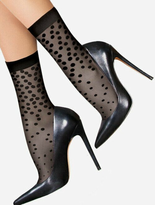 Sosete lycra negre cu buline lores confetti 20 den