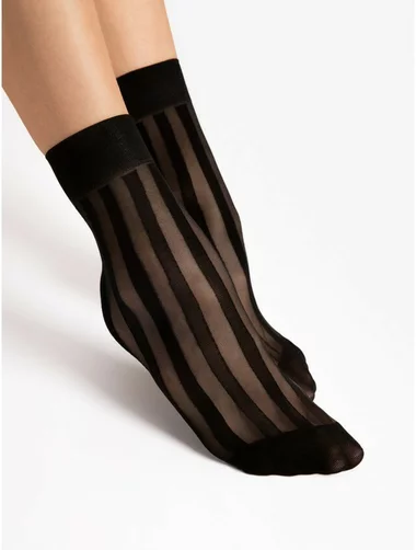 Sosete lycra negre cu dungi Fiore Vibe 20 den