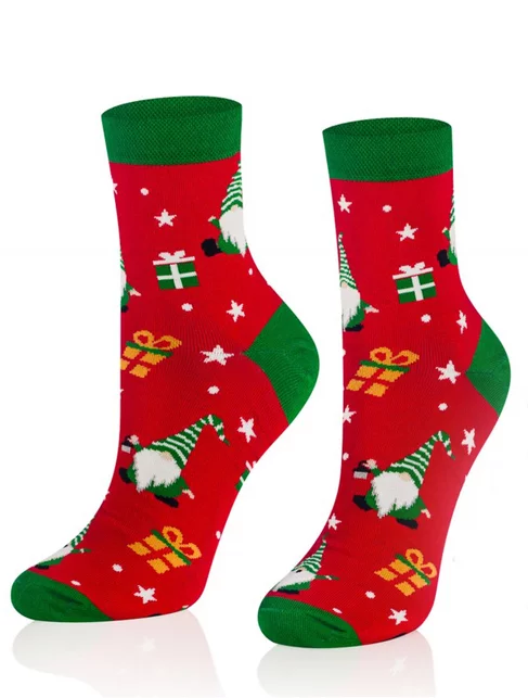 Sosete rosii cu model de Craciun Intenso 365-B09