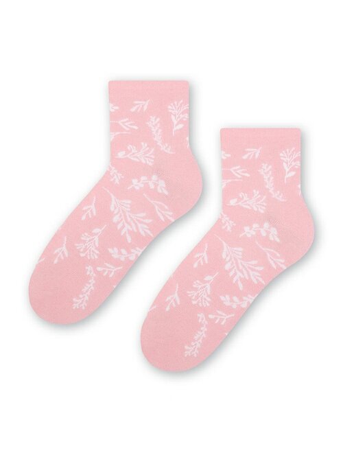 Sosete roz cu flori steven s099-701