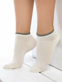 Sosete scurte raiate cu manseta metalizata Socks Concept BRG634