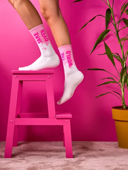 Sosete sport cu model si talpa flausata Dedoles Take Over The World