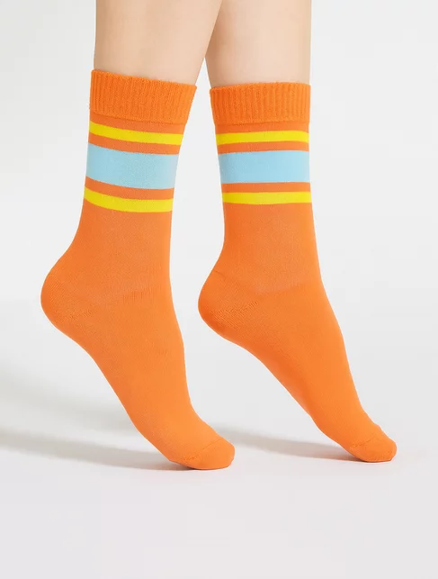 Sosete sport orange cu dungi Kabak Tutti Frutti