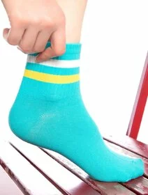 Sosete turcoaz cu dungi colorate Socks Concept SC-1541-4