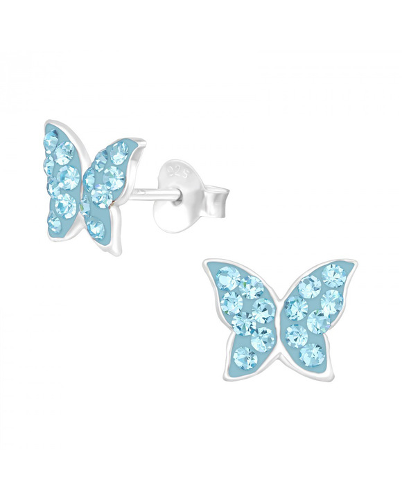 Cercei cu Surub - Cercei din Argint Aquamarine Butterfly SVY948