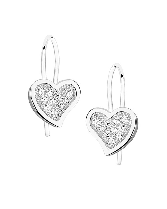 Cercei cu Carlig - Cercei din Argint Hanging Broken Hearts cu Pietre Zirconiu SVY710