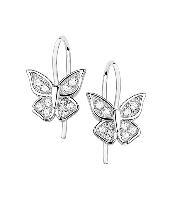 Cercei cu Carlig - Cercei din Argint Hanging Butterfly cu Pietre Zirconiu SVY713