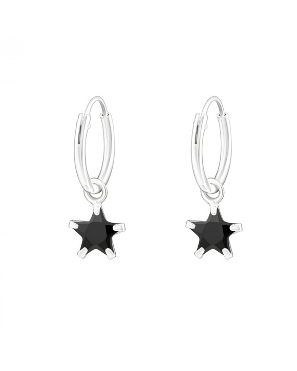 Cercei cu Tortita - Cercei din argint Hanging Star Zirconiu Negru SVY51