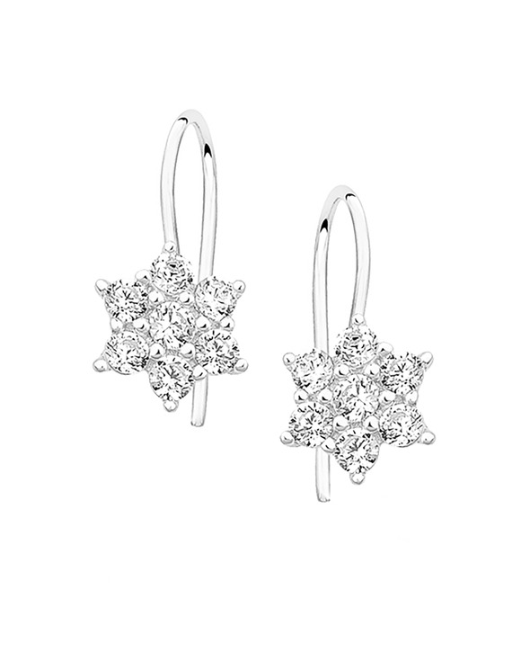 Cercei cu Carlig - Cercei din Argint Hanging Stars cu Pietre Zirconiu SVY711