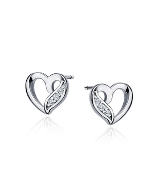 Cercei din Argint Heart cu Piatre Transparente SVY590