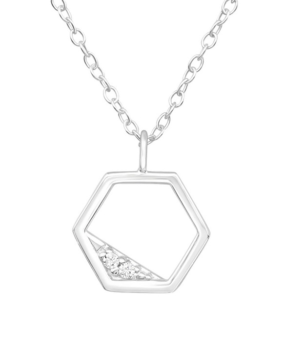 Femei - Colier din Argint cu Pandantiv Hexagon SVY957