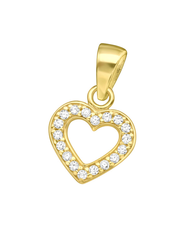 Femei - Pandantiv din Argint Golden Heart cu Pietre din Zirconiu SVY280