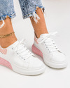 Pantofi casual dama alb cu roz A159 3