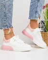 Pantofi casual dama alb cu roz A159 2