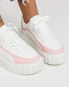 Pantofi casual dama albi cu roz A146 3