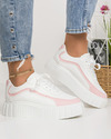 Pantofi casual dama albi cu roz A146 2