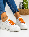 Pantofi sport dama albi cu portocaliu A134 1
