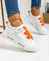 Pantofi sport dama albi cu portocaliu A134 3