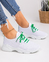 Pantofi sport dama albi cu verde A097 2