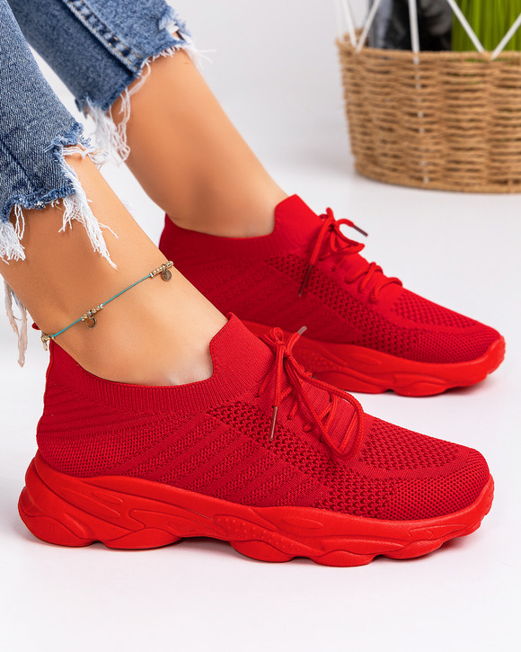Pantofi - Pantofi sport dama rosii A035