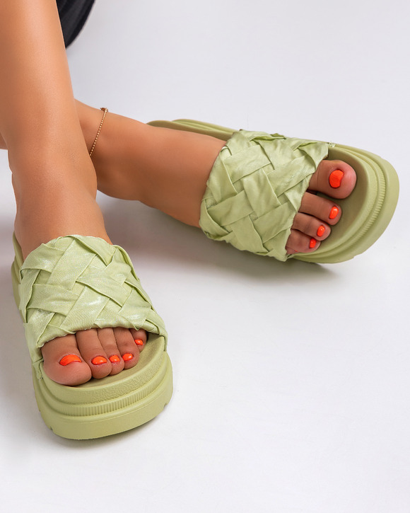 Femei - Papuci cu platforma dama verzi A094