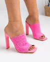 Papuci cu toc dama roz A041 1