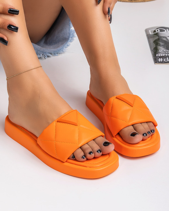 Papuci talpa joasa - Papuci dama portocalii A067