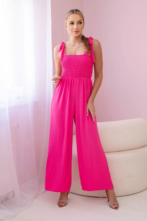 Femei - Salopeta lunga cu bretele ajustabile roz K0003