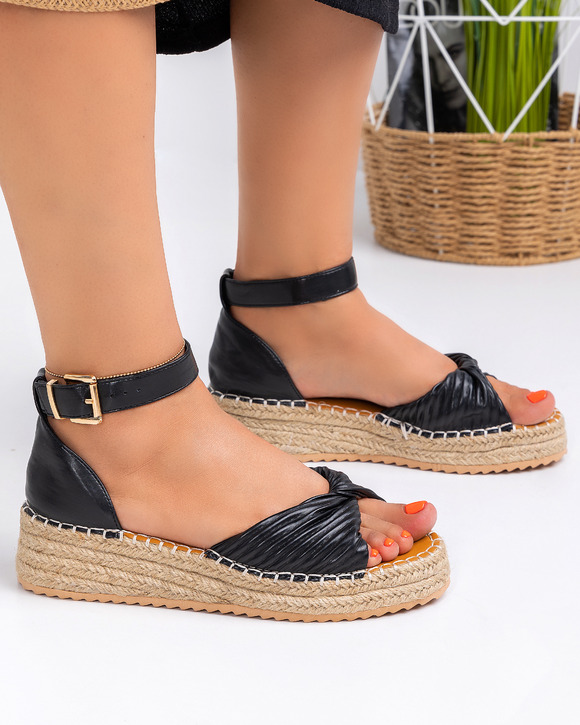 Sandale Dama - Sandale cu platforma dama negre A105