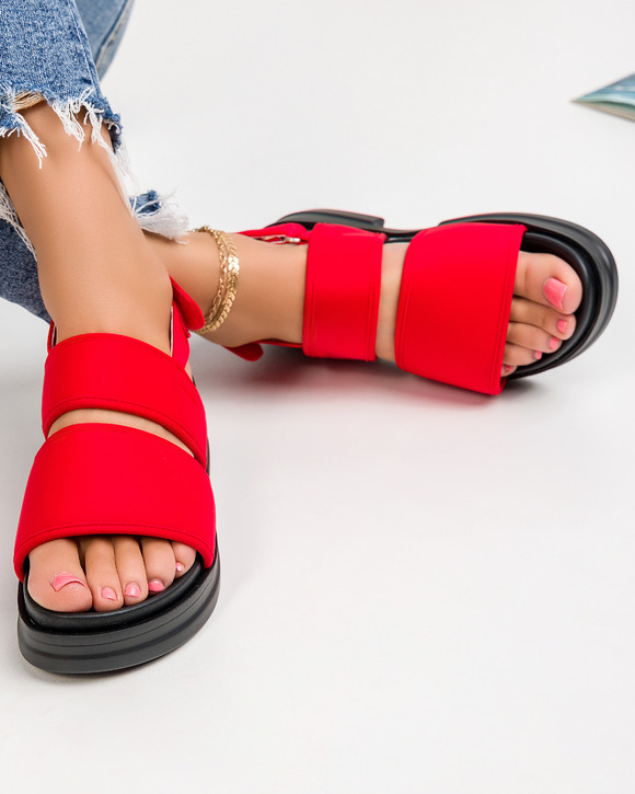 Femei - Sandale cu platforma dama rosii A112
