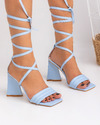 Sandale cu toc dama albastre A058 1