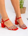 Sandale cu toc dama rosii A056 1