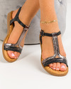Sandale dama negru cu pewter A011 1
