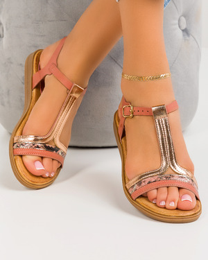 Sandale dama roz cu auriu A011