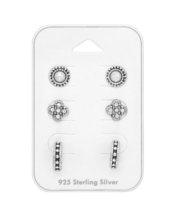 Cercei - Set 3 Perechi de Cercei din Argint cu Surub SVY535