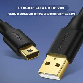 Cablu Date Ugreen US132 USB 2.0/ Mini USB, Negru
