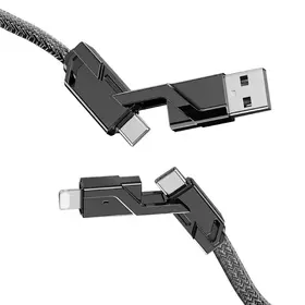 Cablu de incarcare 4-in-1 cu impletitura de nylon 1x USB, 2x USB-C, 1x Lightning, 1.5m