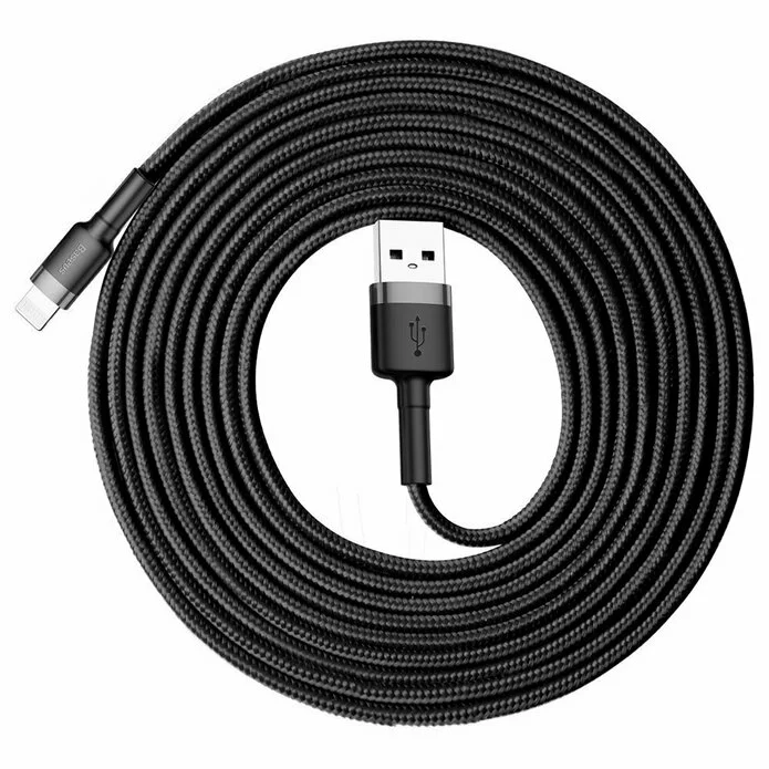 Cablu ultra-lung USB / Lightning cu impletitura de nylon Baseus Cafule QC3.0 2A 3M