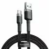 Cablu ultra-lung USB / USB Tip C cu impletitura de nylon Baseus Cafule QC3.0 2A 3M Black&Silver