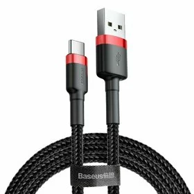 Cablu ultra-lung USB / USB Tip C cu impletitura de nylon Baseus Cafule QC3.0 2A 3M Black&Red