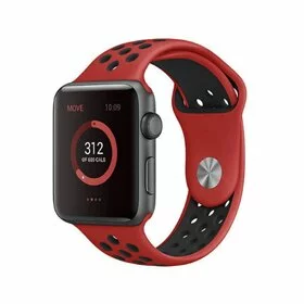 Curea sport din silicon cu perforatii pentru Apple Watch 38/40 mm Black&Red