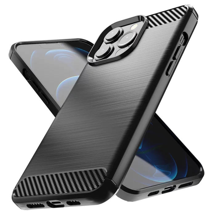 Husa Carbon din TPU flexibil pentru iPhone 13 Pro Max, Black