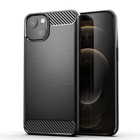 Husa Carbon din TPU flexibil pentru iPhone 13 Mini, Black