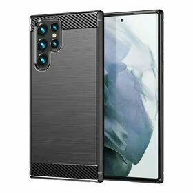 Husa Carbon din TPU flexibil pentru Samsung Galaxy S22 Ultra, Black