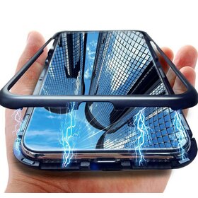 Husa cu Bumper Magnetic si Spate din Sticla Securizata pentru Galaxy A7 (2018)