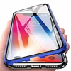 Husa cu Bumper Magnetic si Spate din Sticla Securizata pentru iPhone X/ iPhone XS Blue