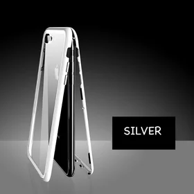 Husa cu Bumper Magnetic si Spate din Sticla Securizata pentru iPhone XR Silver