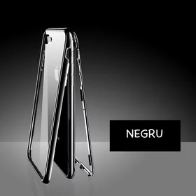 Husa cu Bumper Magnetic si Spate din Sticla Securizata pentru iPhone XR Black